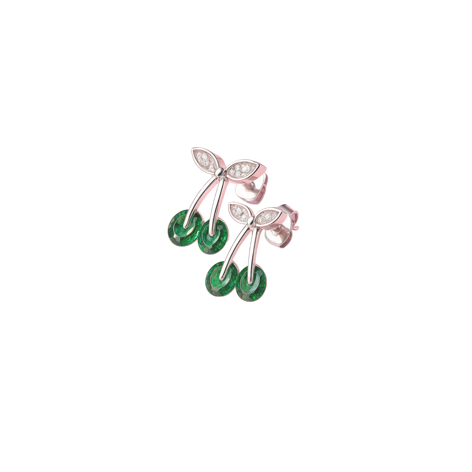 92.5 Sterling Silver Emerald Leaf Silver Earrings –| Dual Gemstone Design
