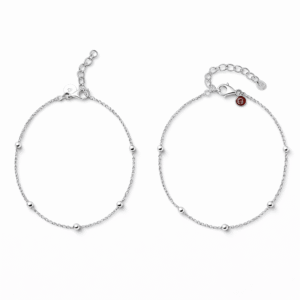 92.5 Sterling Silver Minimal Bead Anklet for Women & Teens | Adjustable Silver Payal (Pair) (24 cm + 1.5 cm)