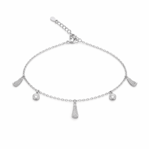 925 Sterling Silver Drop Charm Anklet for Women | Adjustable Silver Anklet (24 cm + 3 cm)