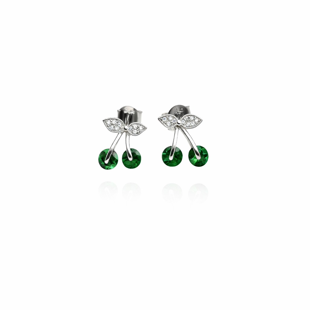 92.5 Sterling Silver Emerald Leaf Silver Earrings –| Dual Gemstone Design - Image 5