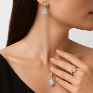 92.5 Sterling Silver -New Silver Jewellery Set |  Ring, Earrings & Pendant