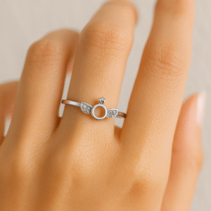 92.5 Sterling Silver Angel Wing Circle Ring – CZ Accents