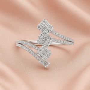 925 Sterling Silver-Zigzag CZ Silver Ring –| Adjustable Crystal Band