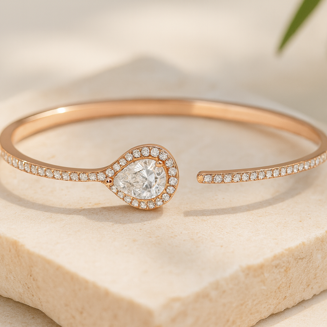 92.5 silver rose gold Teardrop ladies Bracelet with zicron stone - Image 5