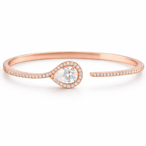 92.5 silver rose gold Teardrop ladies Bracelet with zicron stone