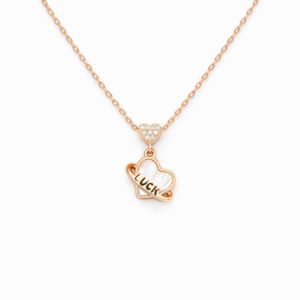 92.5 Sterling Silver Lucky Heart Necklace with CZ | Rose Gold Plated Heart Pendant Necklace for Women | 925Gram