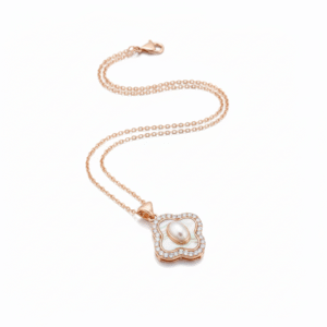 92.5 Sterling Silver-Luxe Clover Aura Pendant  | Rose Gold Plated  | 925Gram