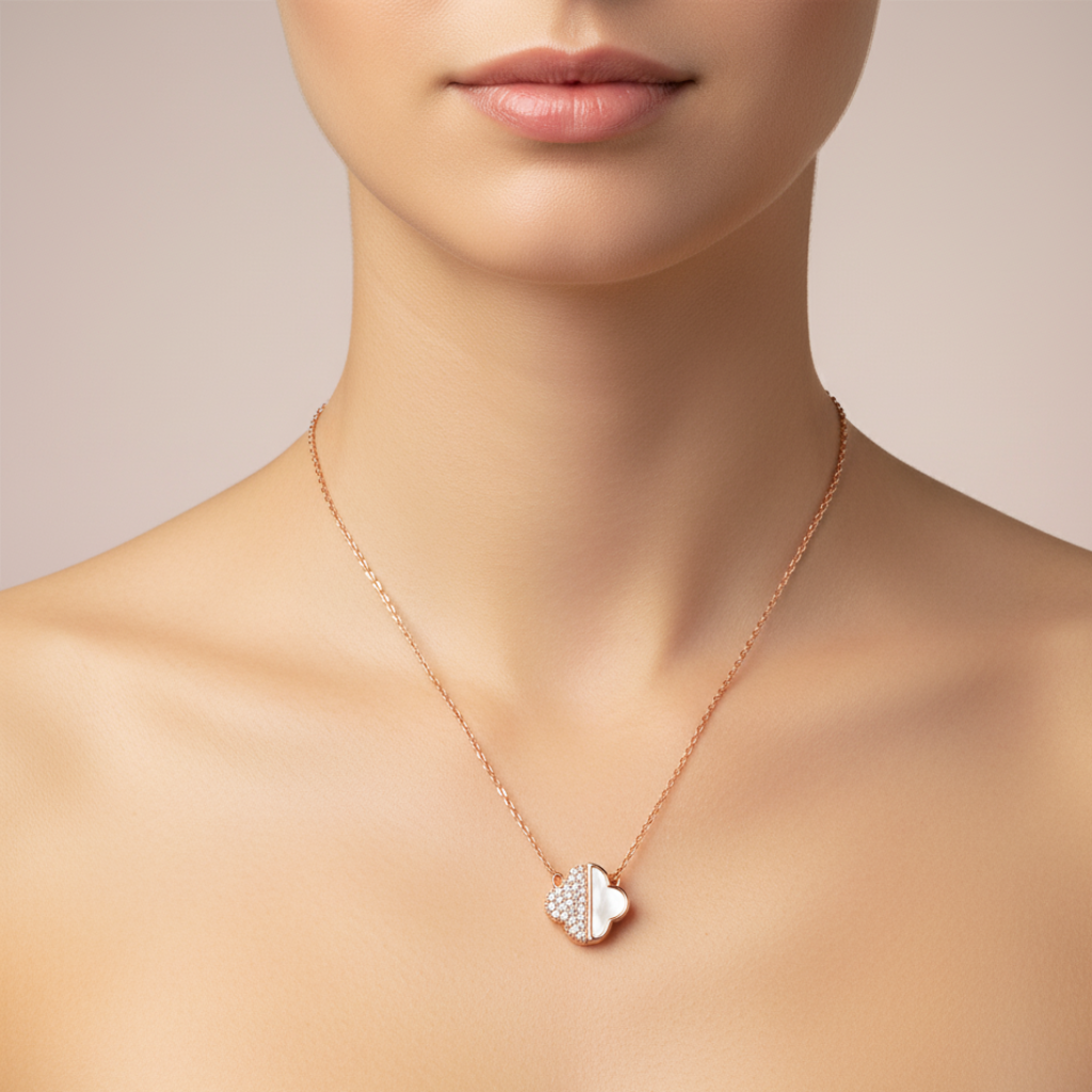 92. 5 Sterling Silver - Cloud Charm Rose Gold Necklace - Image 3