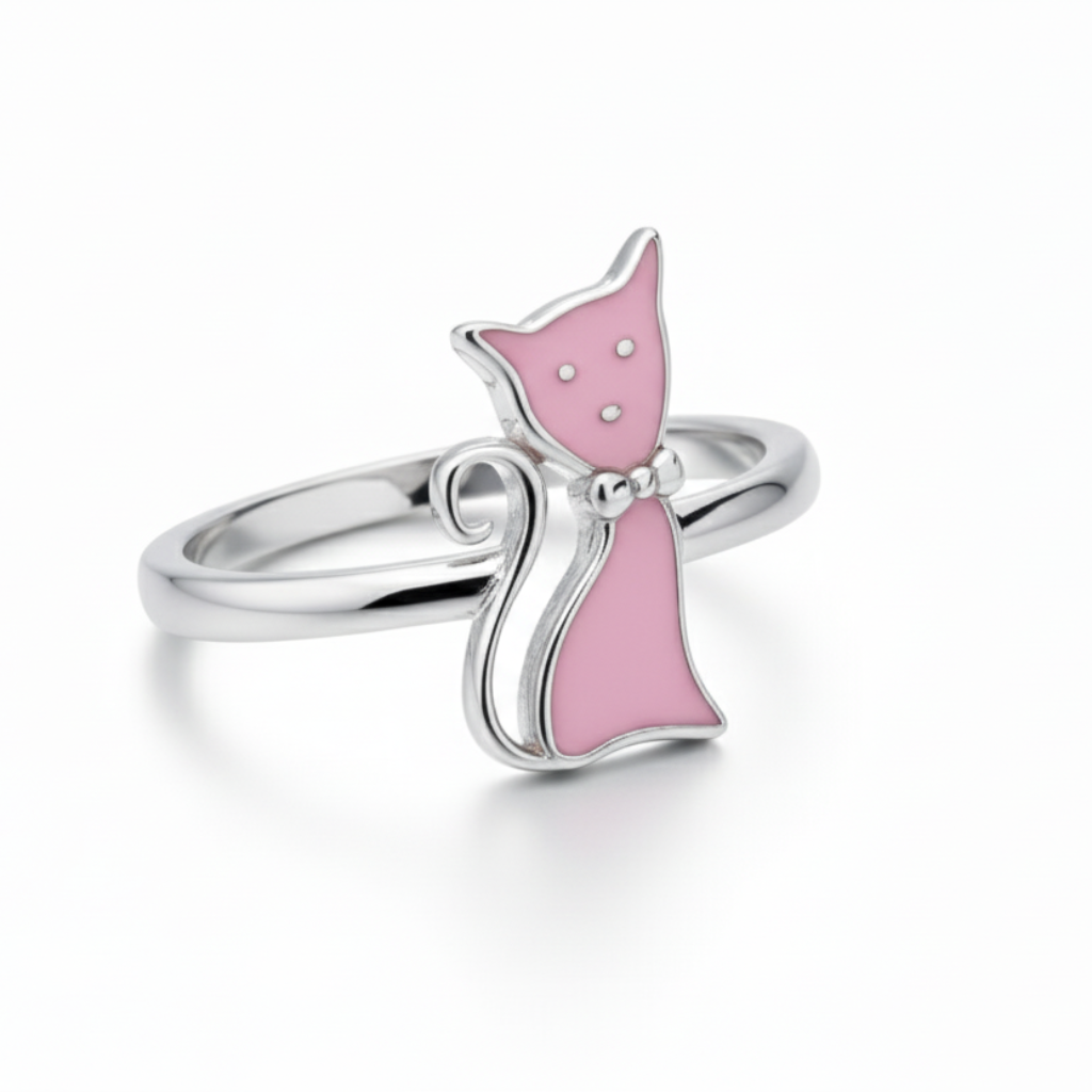92.5 Sterling Silver Pink Enamel Children’s Silver Ring | 925Gram - Image 3