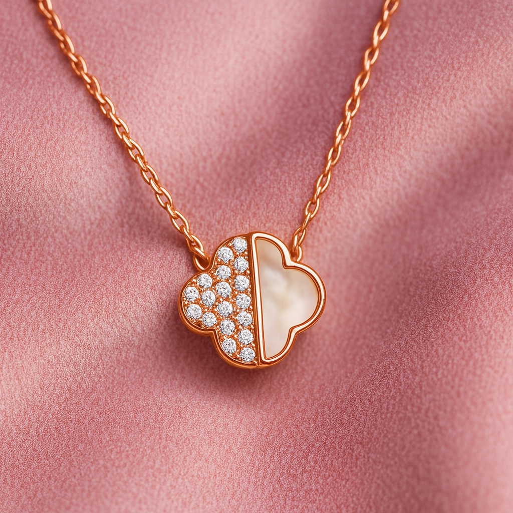 92. 5 Sterling Silver - Cloud Charm Rose Gold Necklace - Image 4