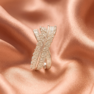 92.5 Sterling Silver Leaf-Crossover Designer Ring